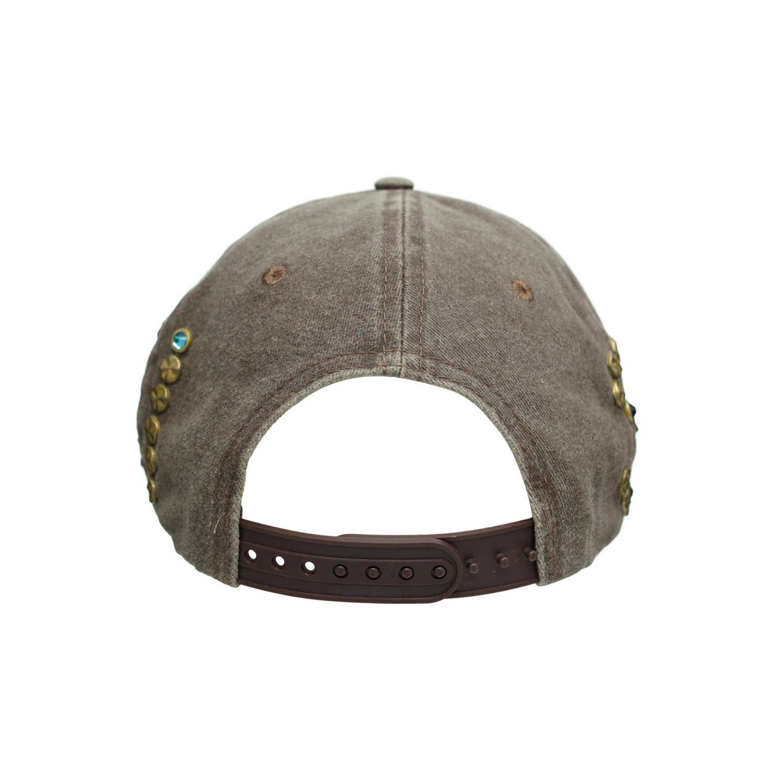 Buy Satoshi Nakamoto men brown cap with riveted logo for $570