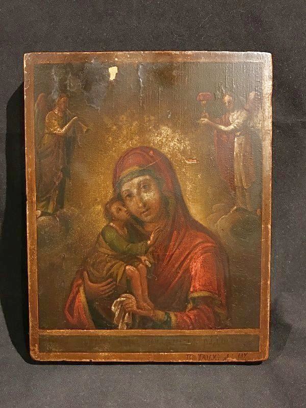 大型【本物保証】聖母子像 イコン画 ロシア正教 キリスト 宗教